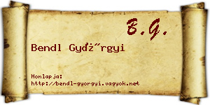 Bendl Györgyi névjegykártya