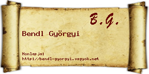 Bendl Györgyi névjegykártya
